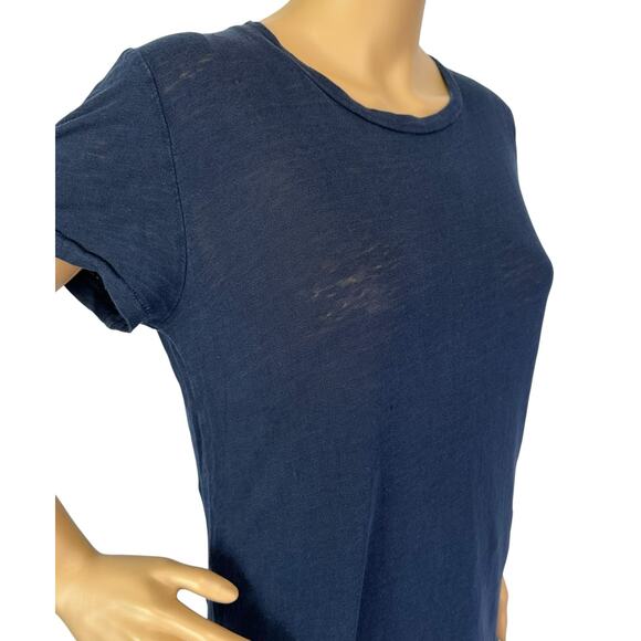 2/$30 Madewell Pure Linen Slub Tee Navy Blue Short Sleeve Size M - Picture 9 of 12